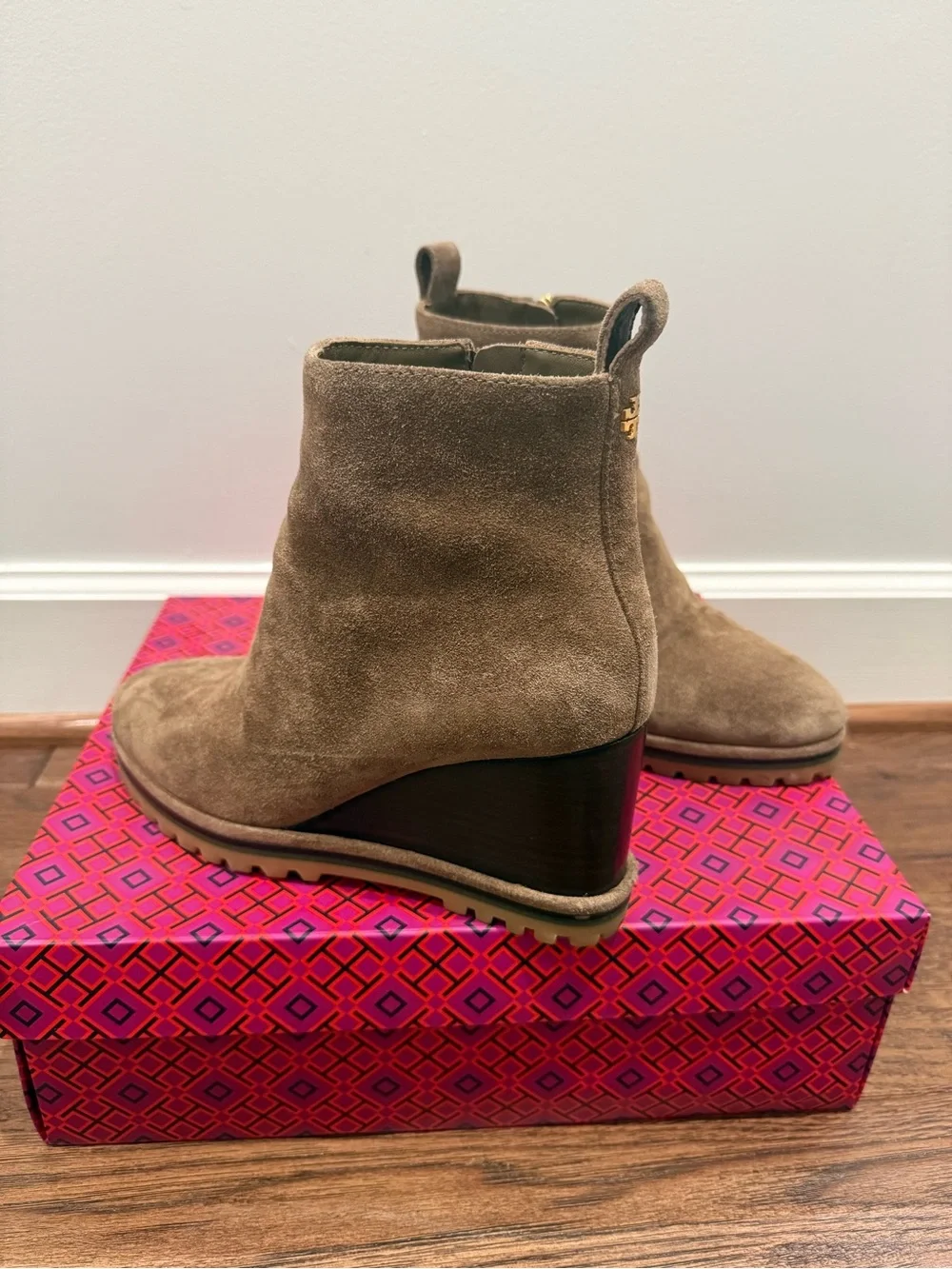 Tory Burch Olive Suede Ankle Booties